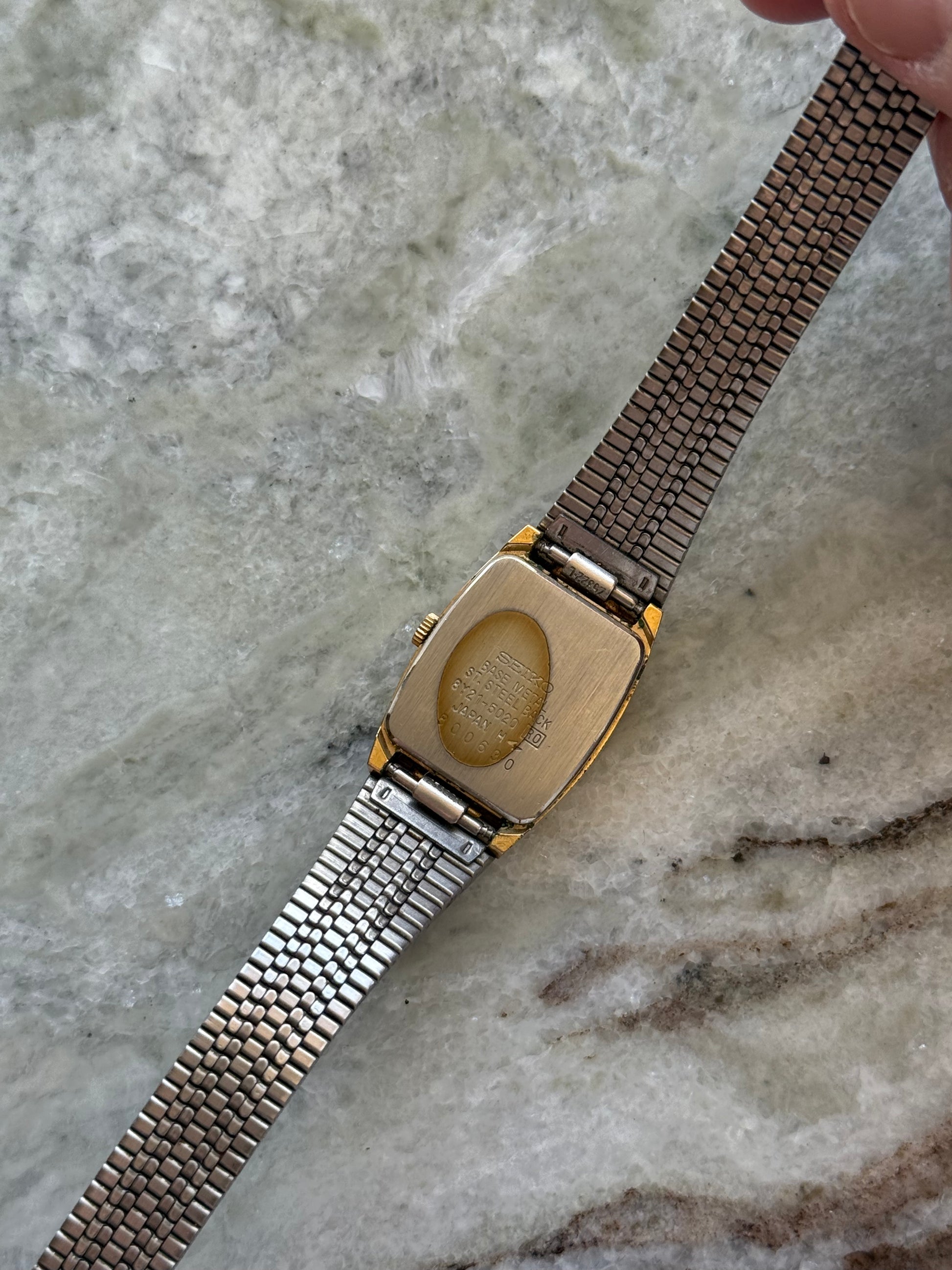 1988 Seiko Galaxy Quartz Gold Tone Tonneau Tank Watch
