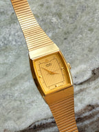 1988 Seiko Galaxy Quartz Gold Tone Tonneau Tank Watch
