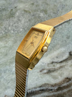 1988 Seiko Galaxy Quartz Gold Tone Tonneau Tank Watch