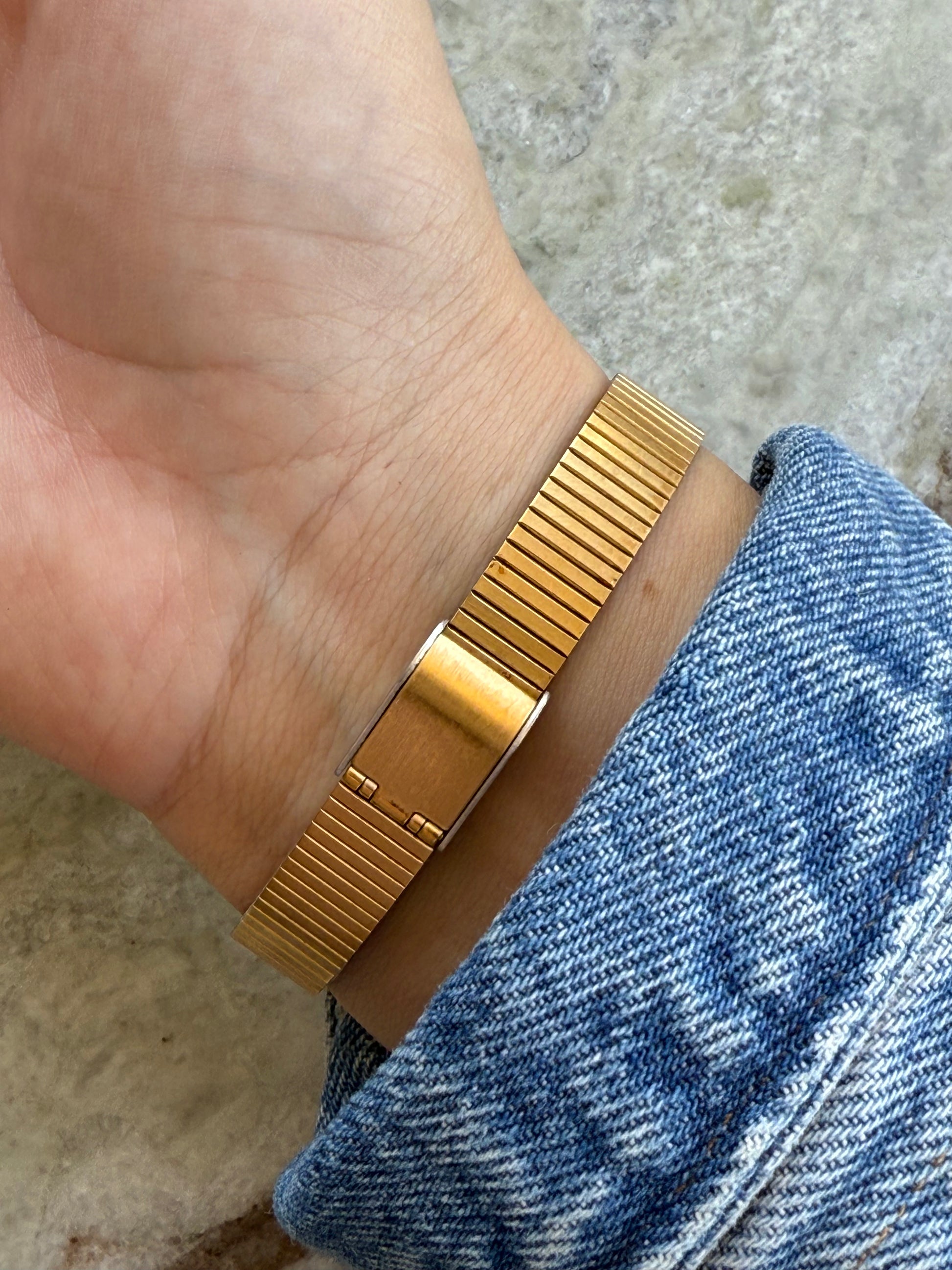 1988 Seiko Galaxy Quartz Gold Tone Tonneau Tank Watch
