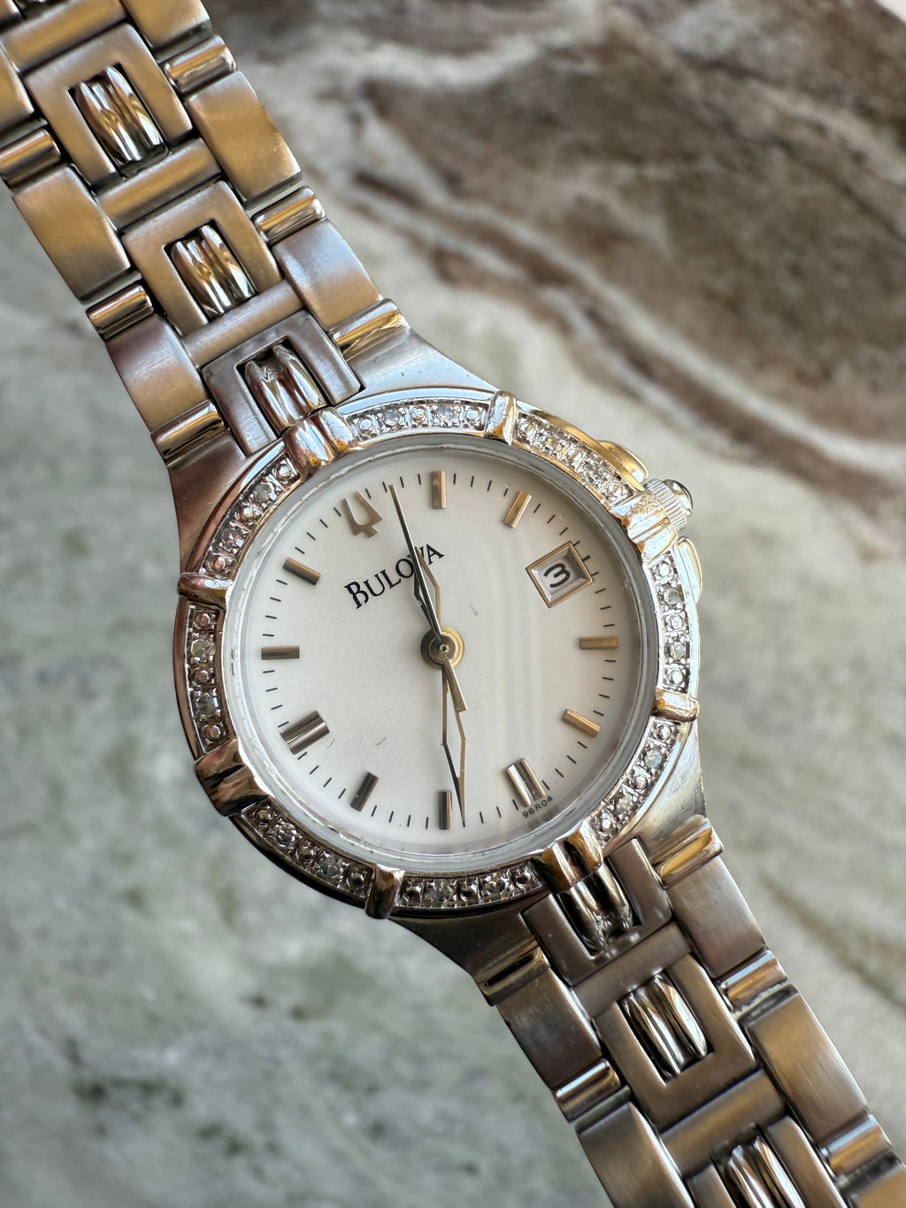 2000's Bulova Gemstone Bezel Date-Just Watch