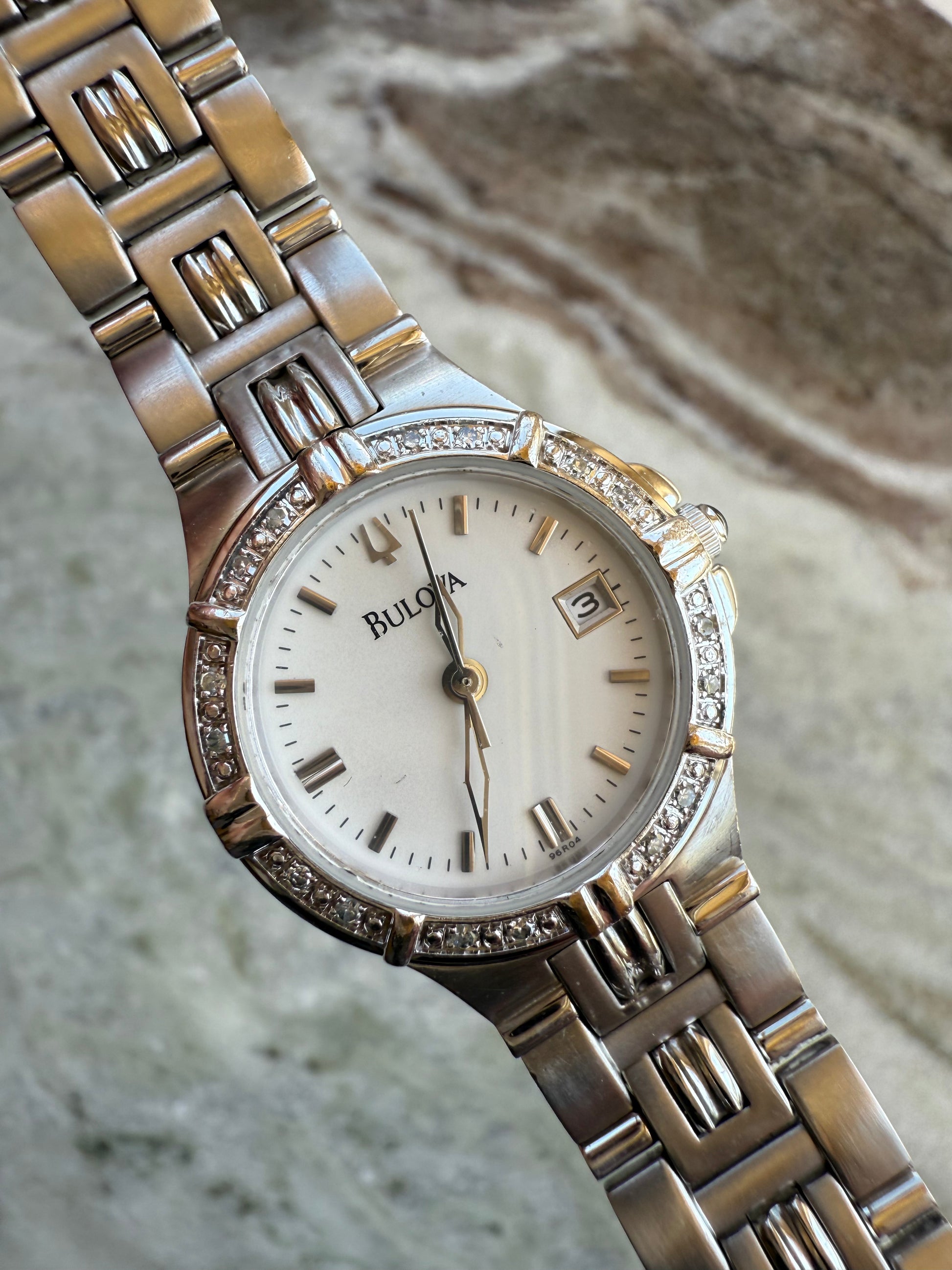 2000's Bulova Gemstone Bezel Date-Just Watch