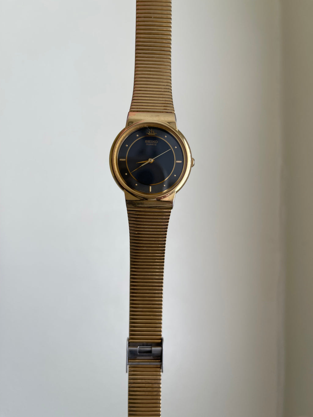 Seiko Vintage Black Dial Gold Tone Watch