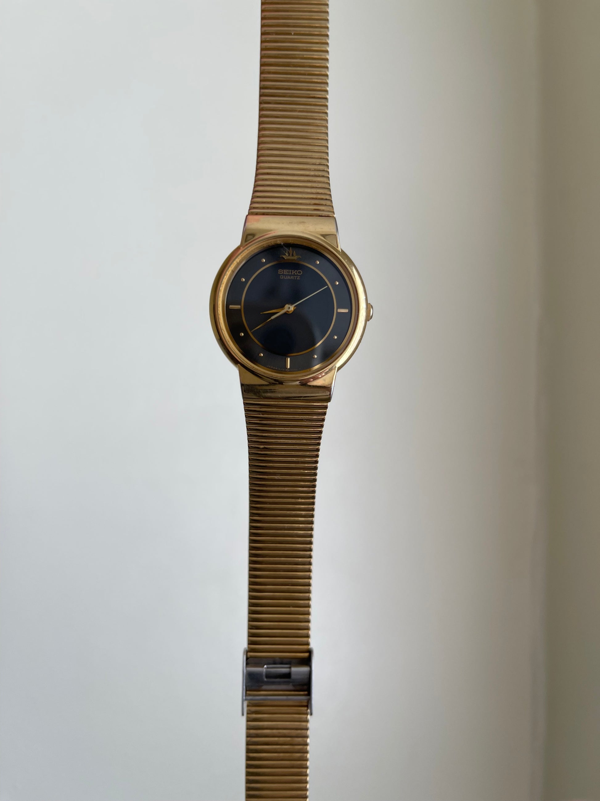Seiko Vintage Black Dial Gold Tone Watch