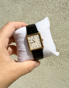 1997 Seiko Quartz Vintage Gold Tone & Cream Dial Tank Watch