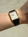 1997 Seiko Quartz Vintage Gold Tone & Cream Dial Tank Watch