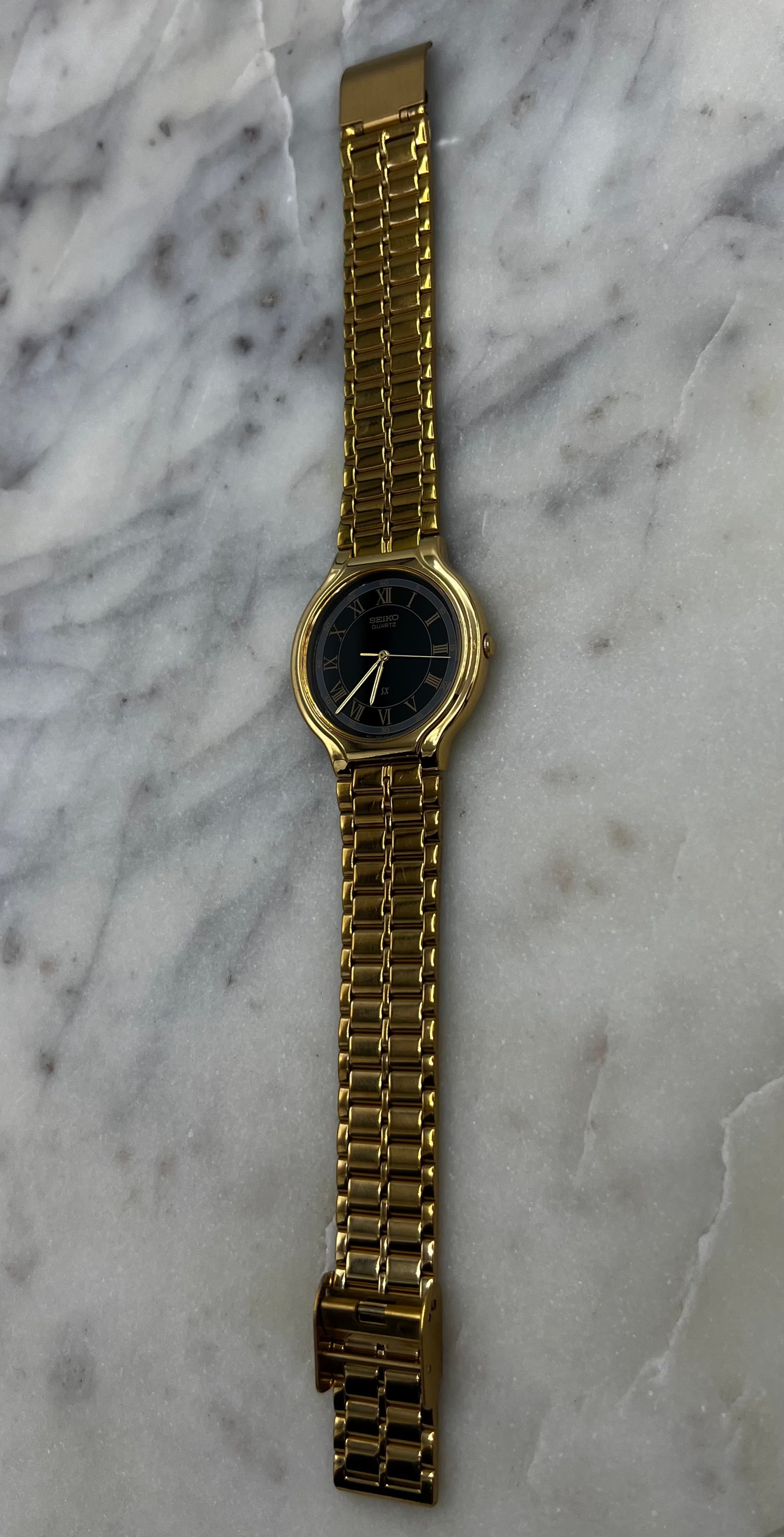 Seiko Vintage 90's SX Gold Tone Roman Gilt Dial Quartz Watch