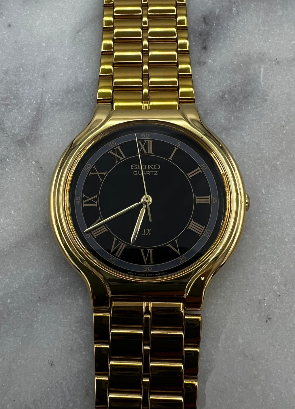 Seiko Vintage 90's SX Gold Tone Roman Gilt Dial Quartz Watch