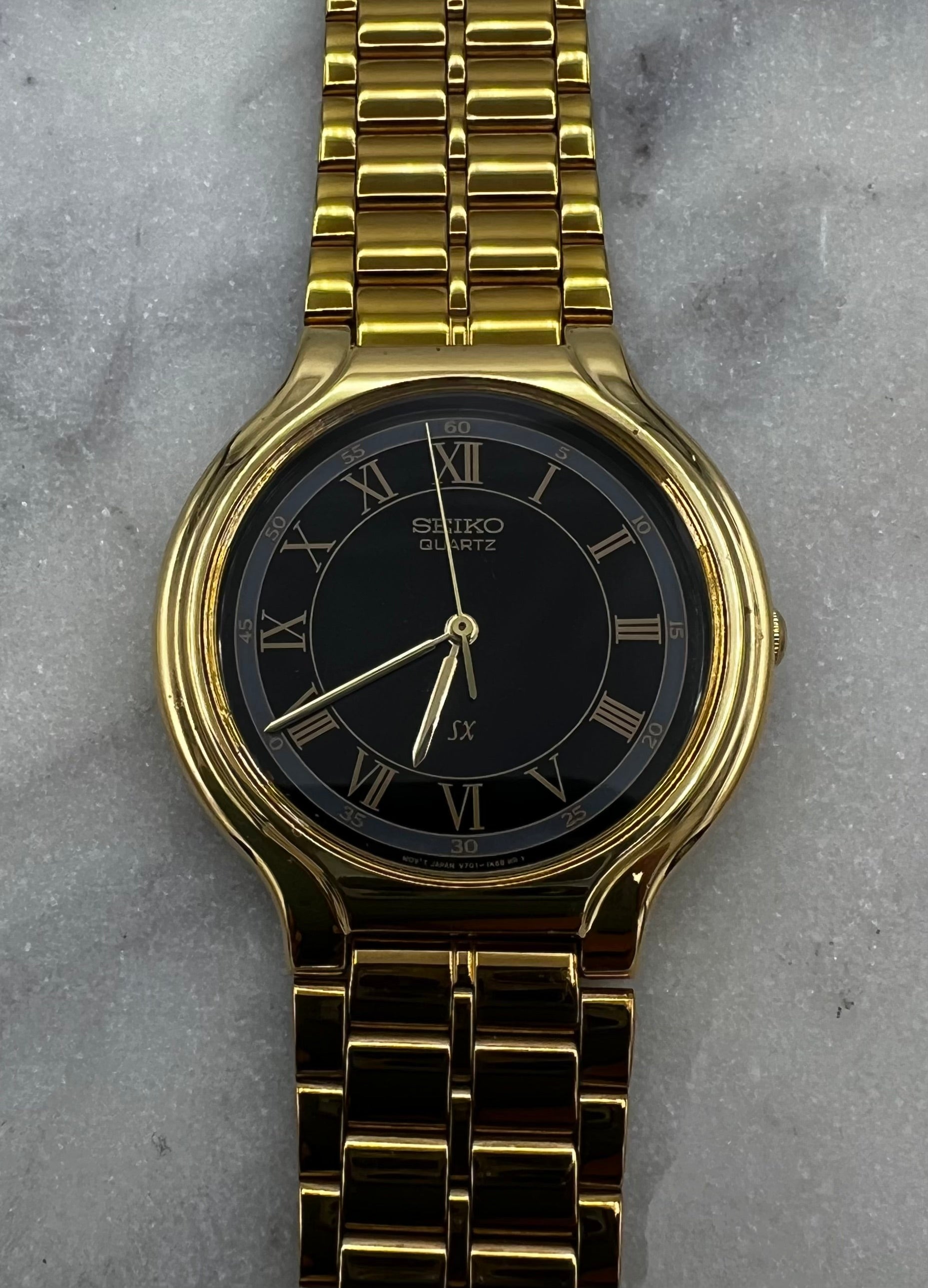 Seiko Vintage 90's SX Gold Tone Roman Gilt Dial Quartz Watch