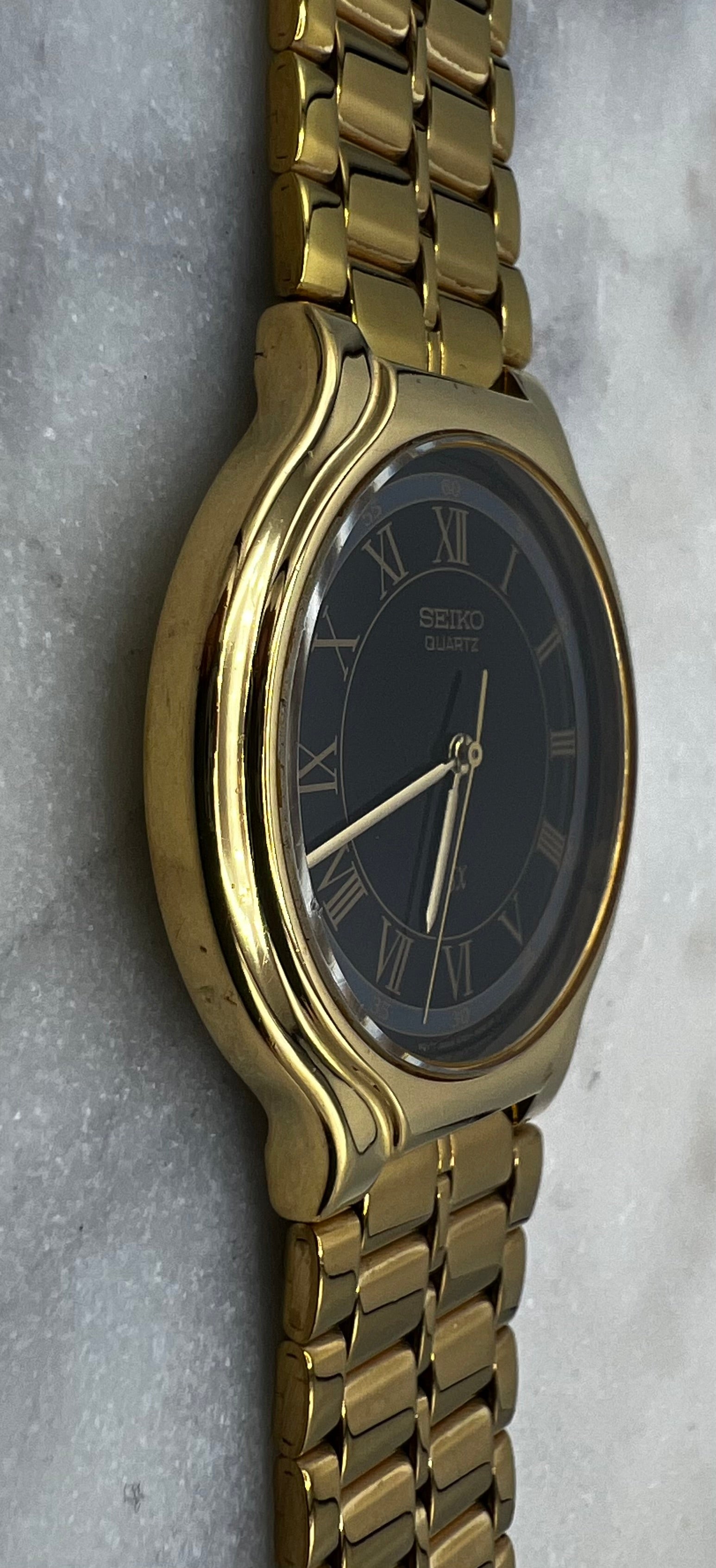 Seiko Vintage 90's SX Gold Tone Roman Gilt Dial Quartz Watch