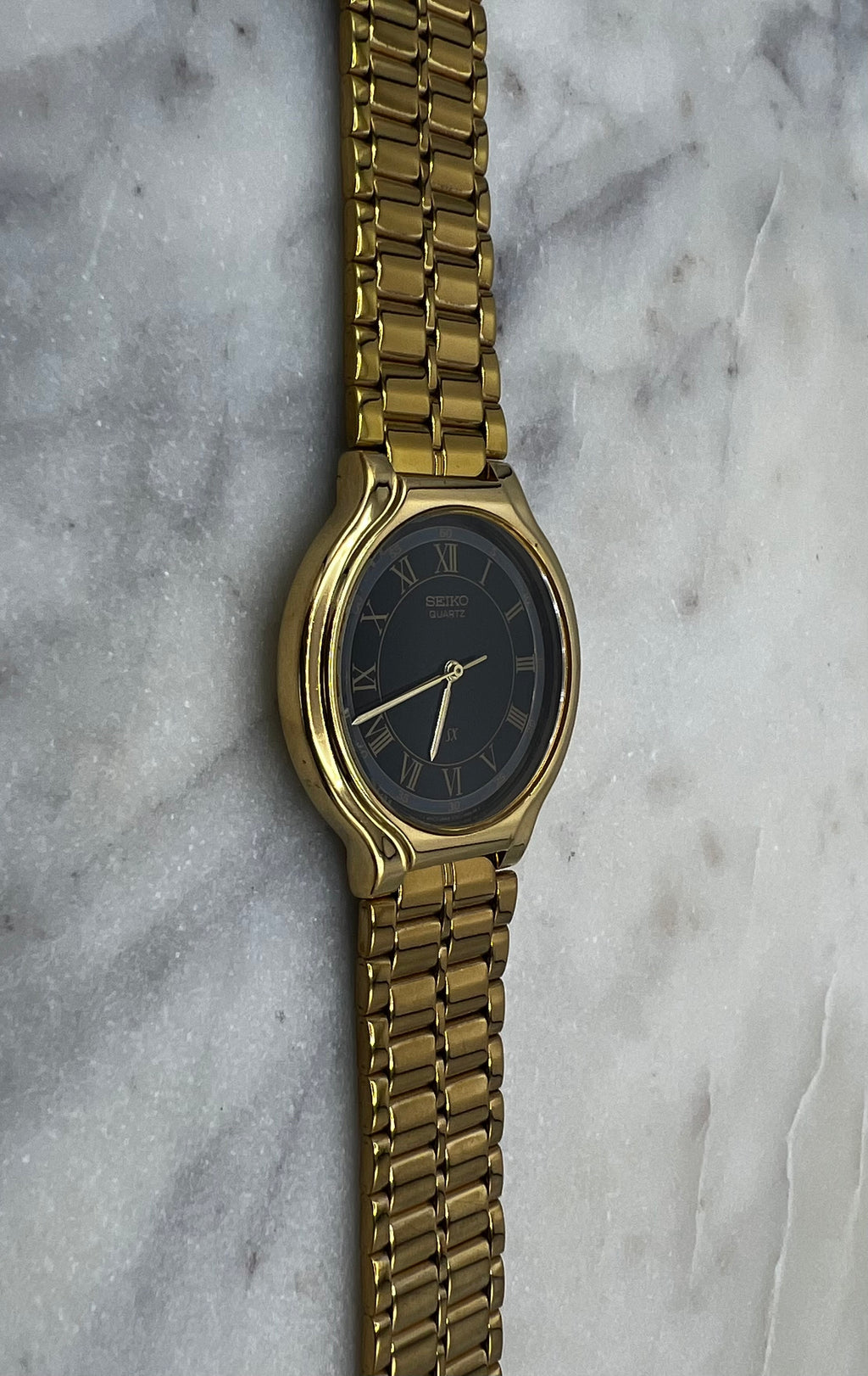 Seiko Vintage 90's SX Gold Tone Roman Gilt Dial Quartz Watch