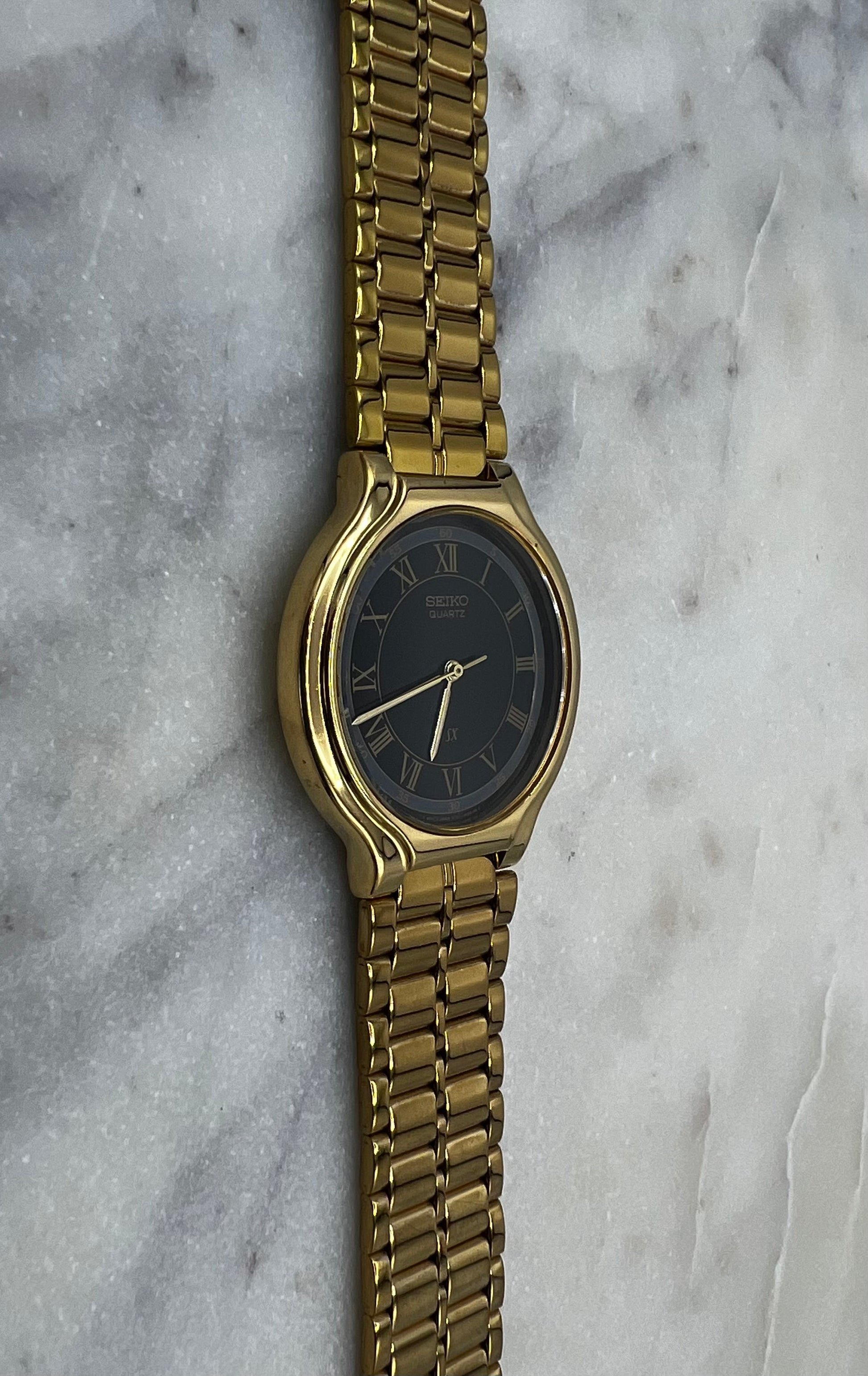 Seiko Vintage 90's SX Gold Tone Roman Gilt Dial Quartz Watch