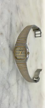 Seiko Vintage 80's Quartz Two Tone Octagon Bezel Watch (Good Condition)