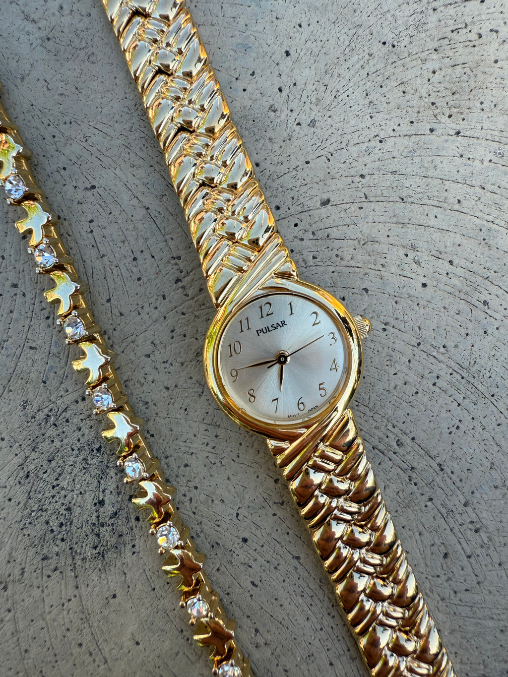 1990's Pulsar by Seiko Gold Tone Gold Dial Watch