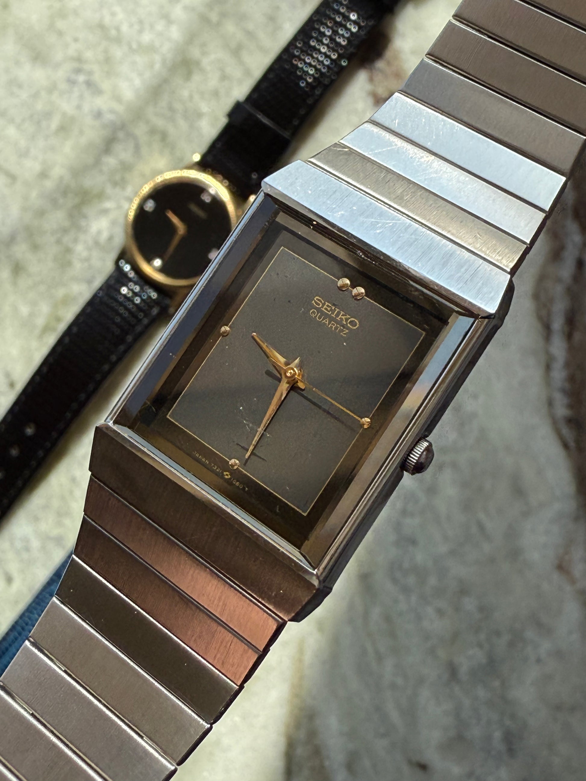 1987 Seiko Quartz Silver Tone Tank Watch