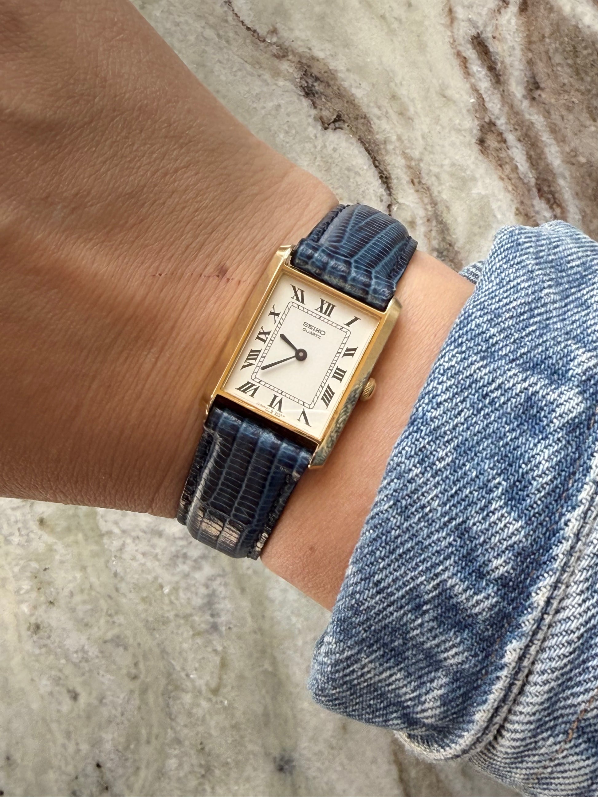 1978 Seiko Quartz Gold Tone Tank Watch