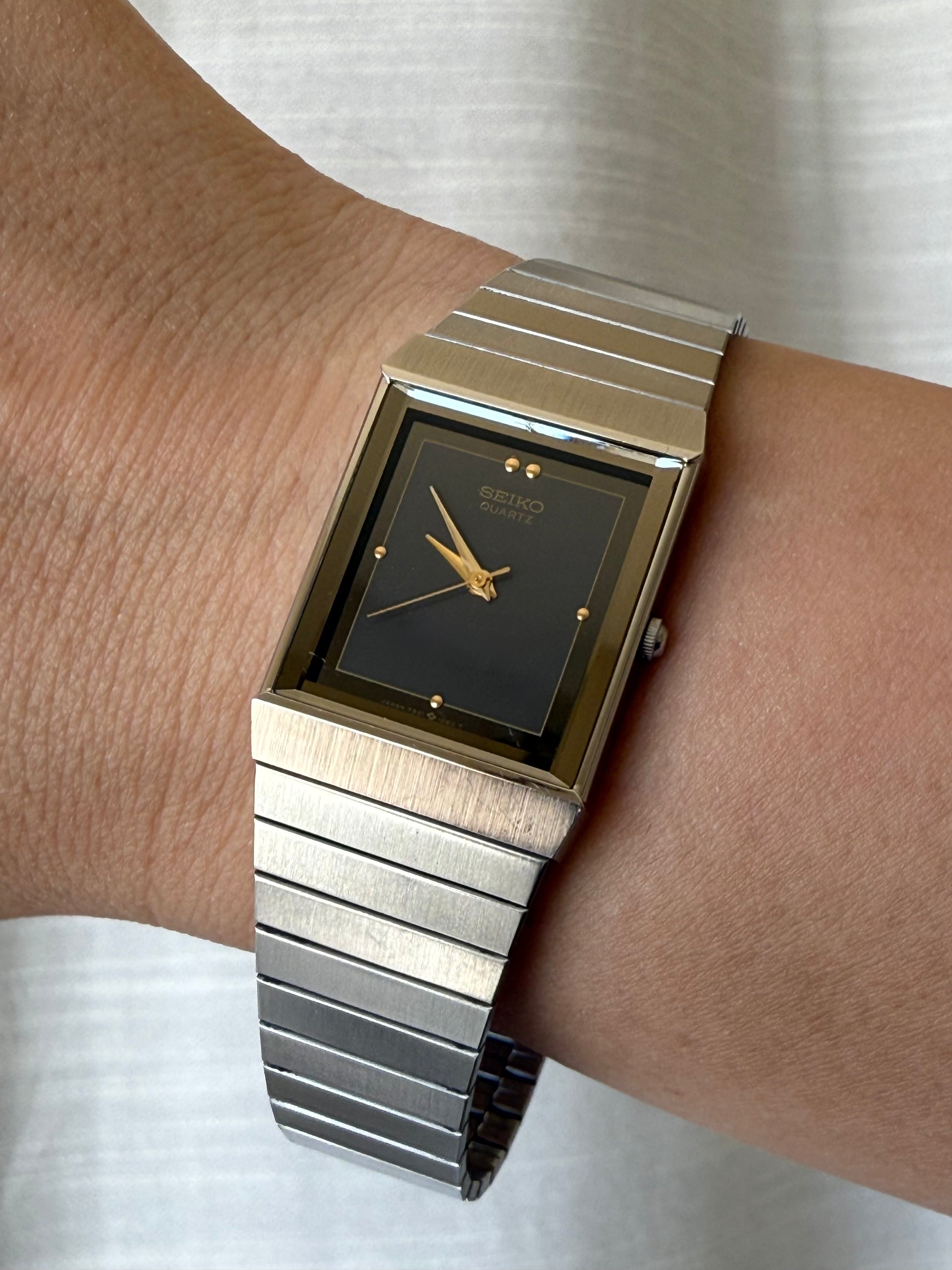 1987 Seiko Quartz Silver Tone Tank Watch