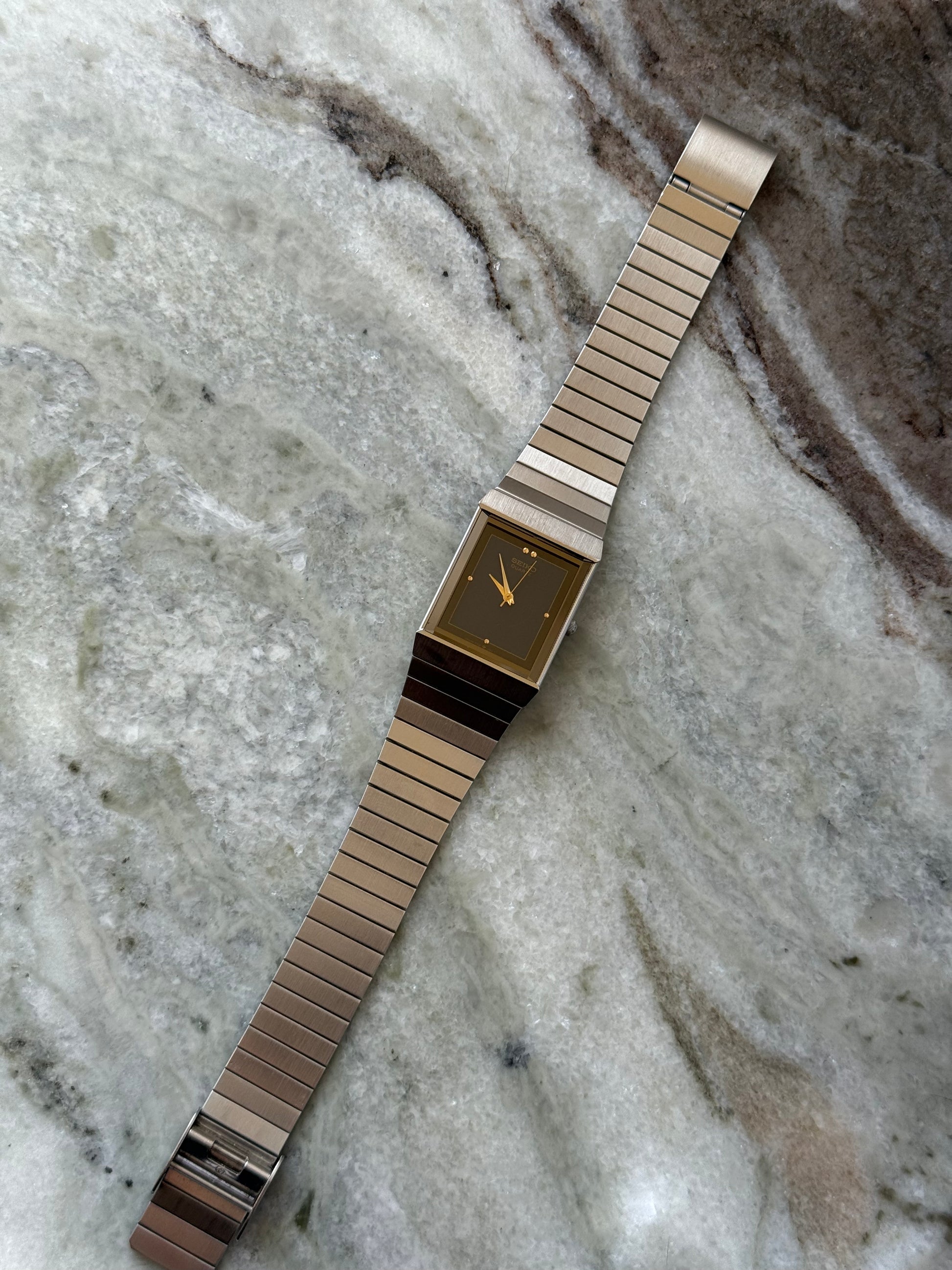 1987 Seiko Quartz Silver Tone Tank Watch