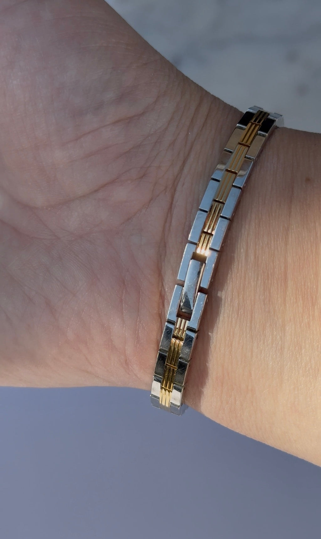 1994 Seiko Pulsar Quartz V220 Two-Tone Tank Watch