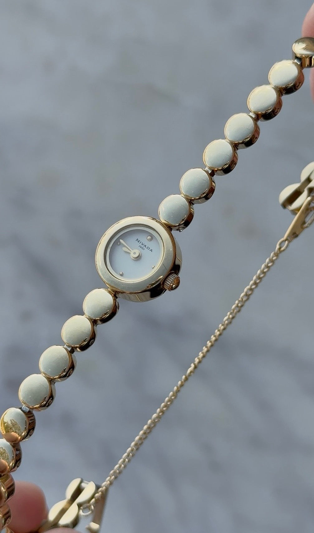 Nivada Grenchen Swiss Quartz Gold-Tone Bracelet Watch