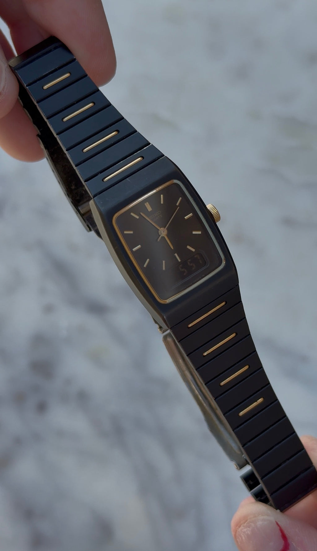 1984 Seiko Ani-Digi Quartz Two-Tone Tank Watch