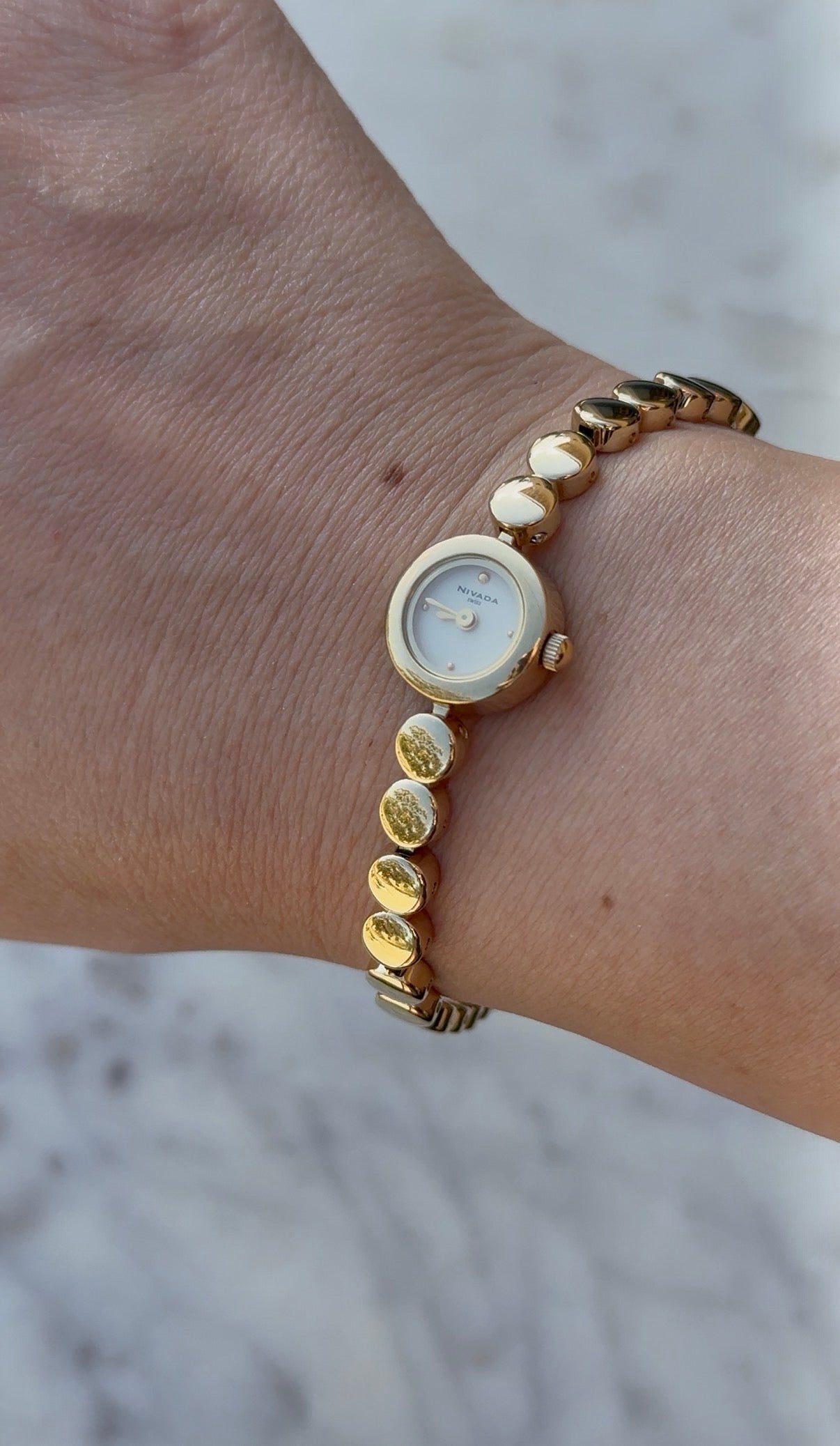 Nivada Grenchen Swiss Quartz Gold-Tone Bracelet Watch