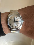 1978 Timex Electric Silver Tone & Champagne Sunburst England Dial Day Date Watch