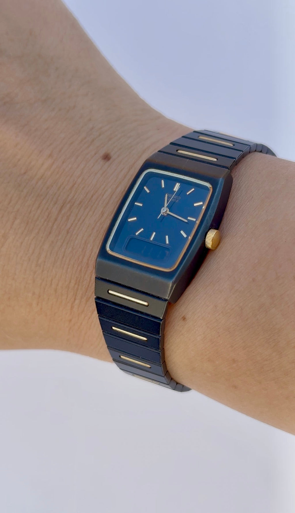1984 Seiko Ani-Digi Quartz Two-Tone Tank Watch