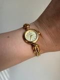 2000 Y2K Caravelle by BULOVA Gold Tone Gold Dial Bengal Bracelet Watch