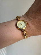 2000 Y2K Caravelle by BULOVA Gold Tone Gold Dial Bengal Bracelet Watch