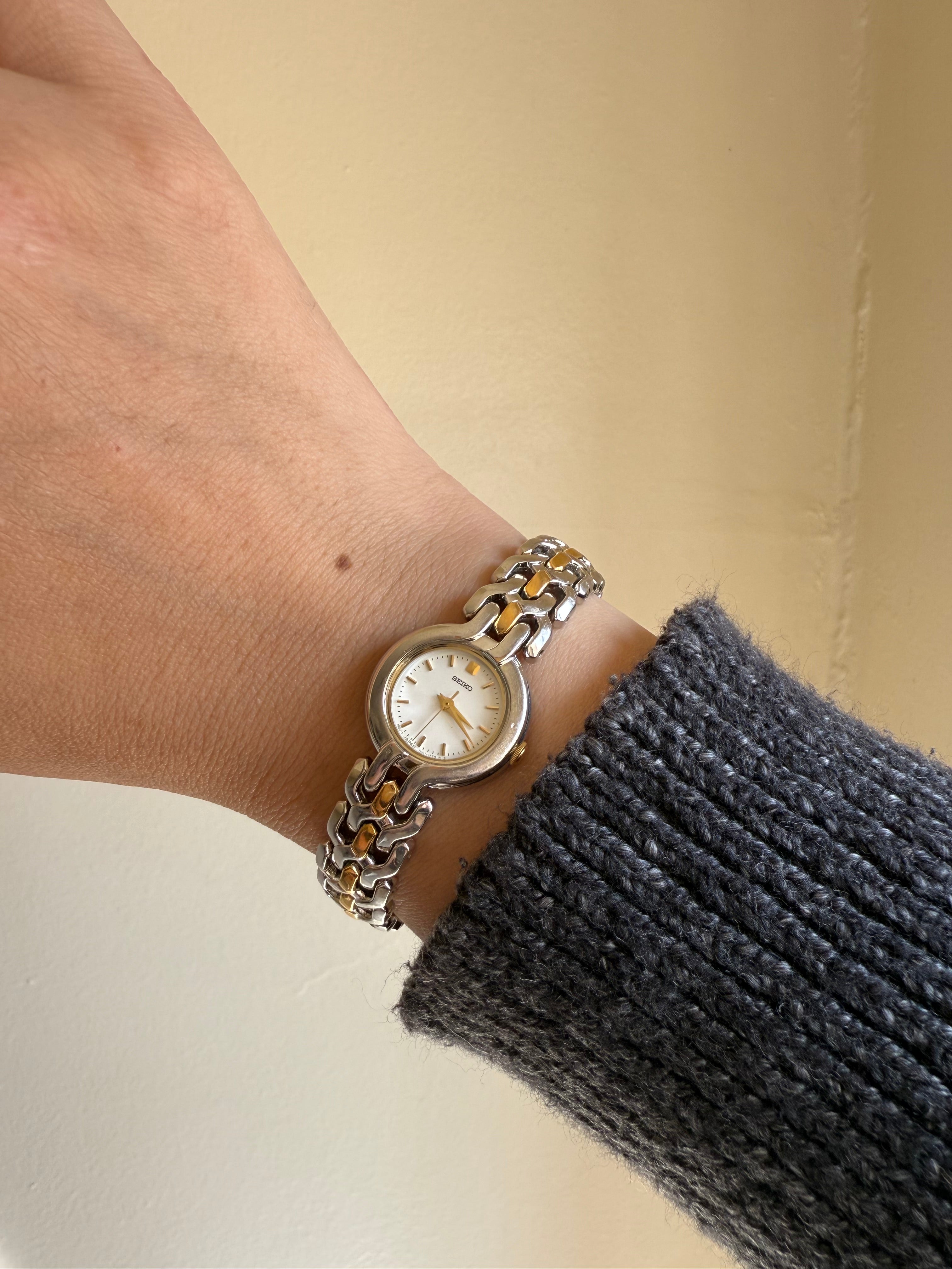 1996 Seiko Two Tone Movt Japan White Dial Watch