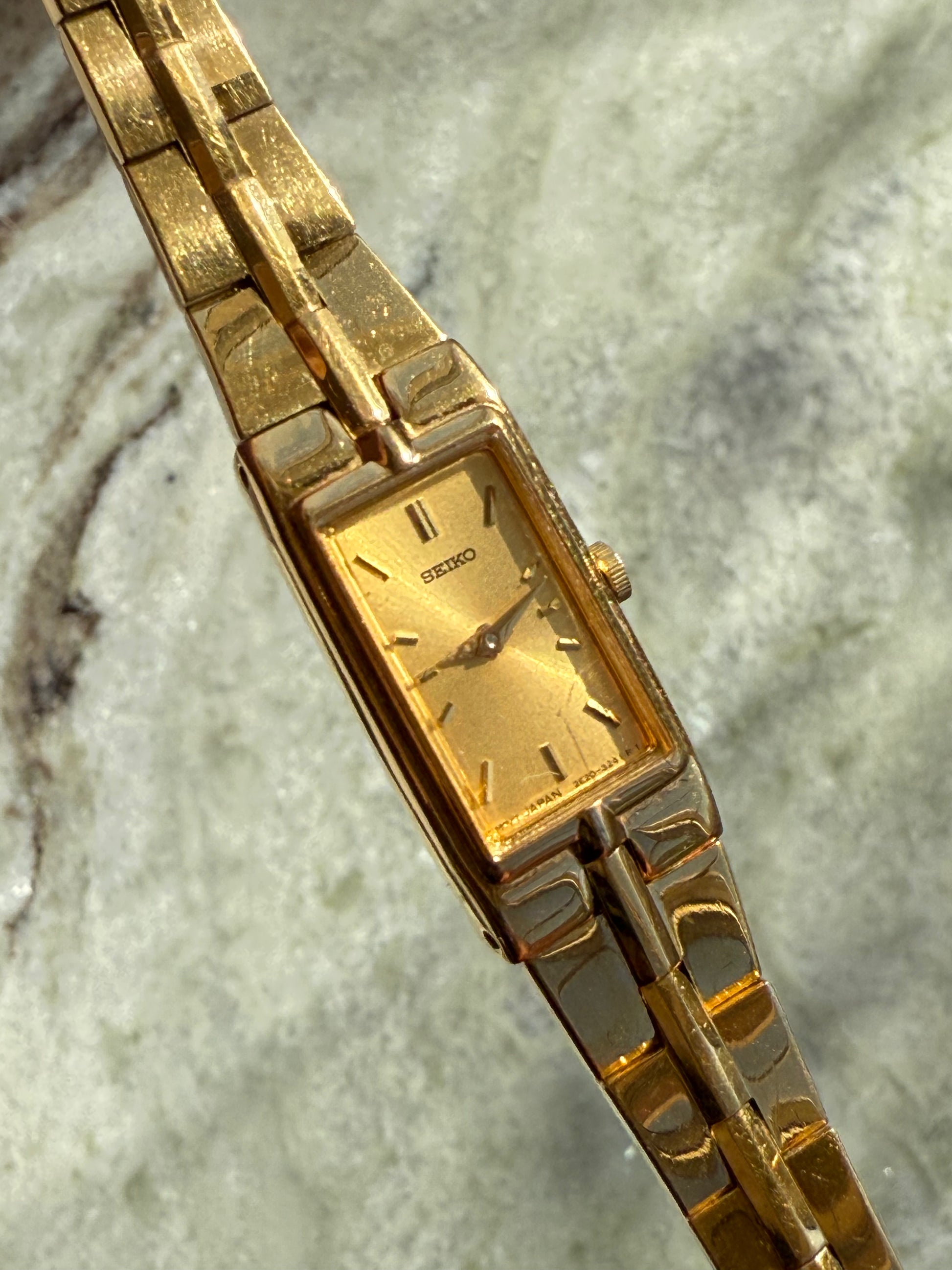 1990 Seiko Quartz Gold Tone Tank Watch