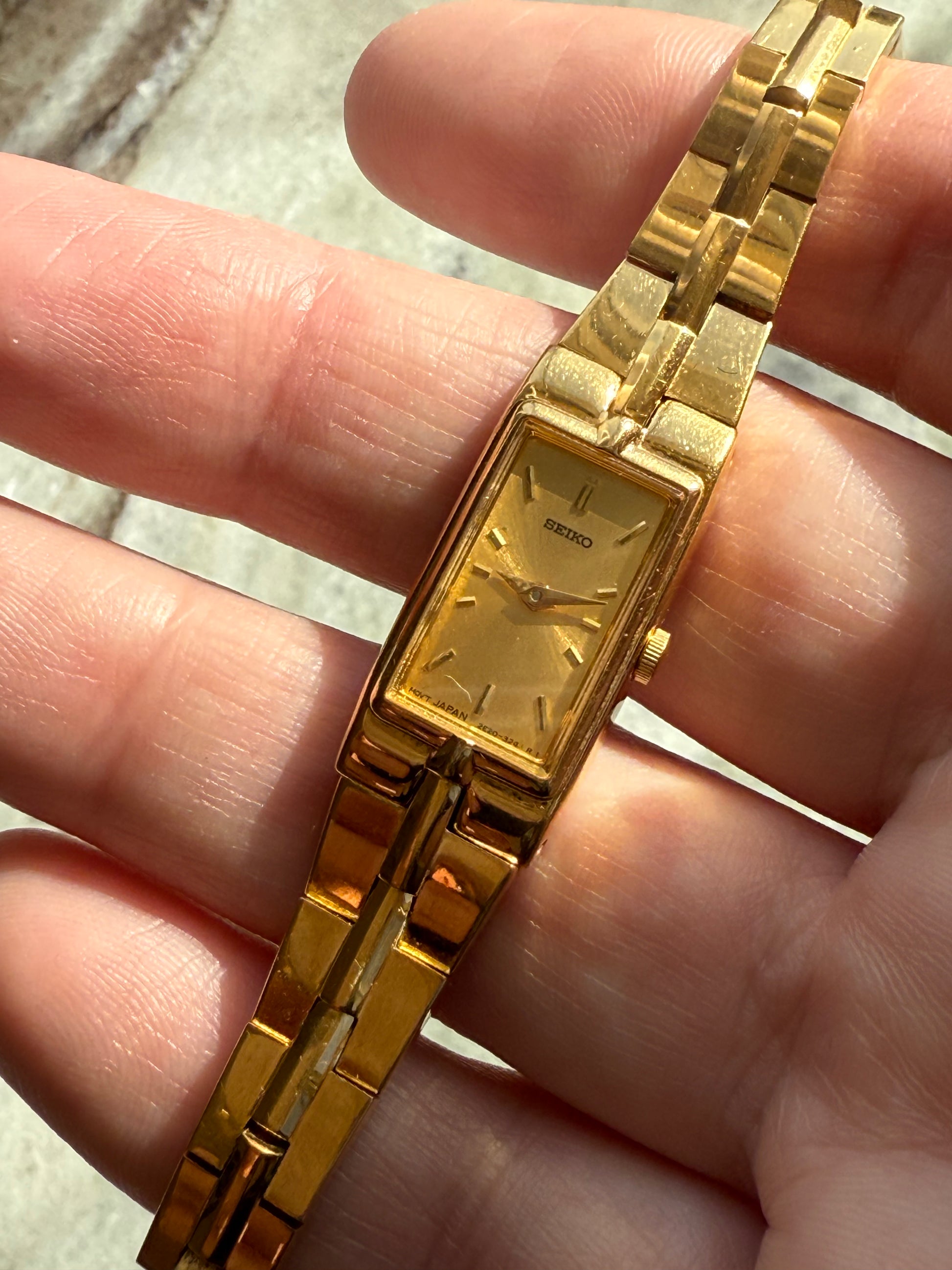 1990 Seiko Quartz Gold Tone Tank Watch