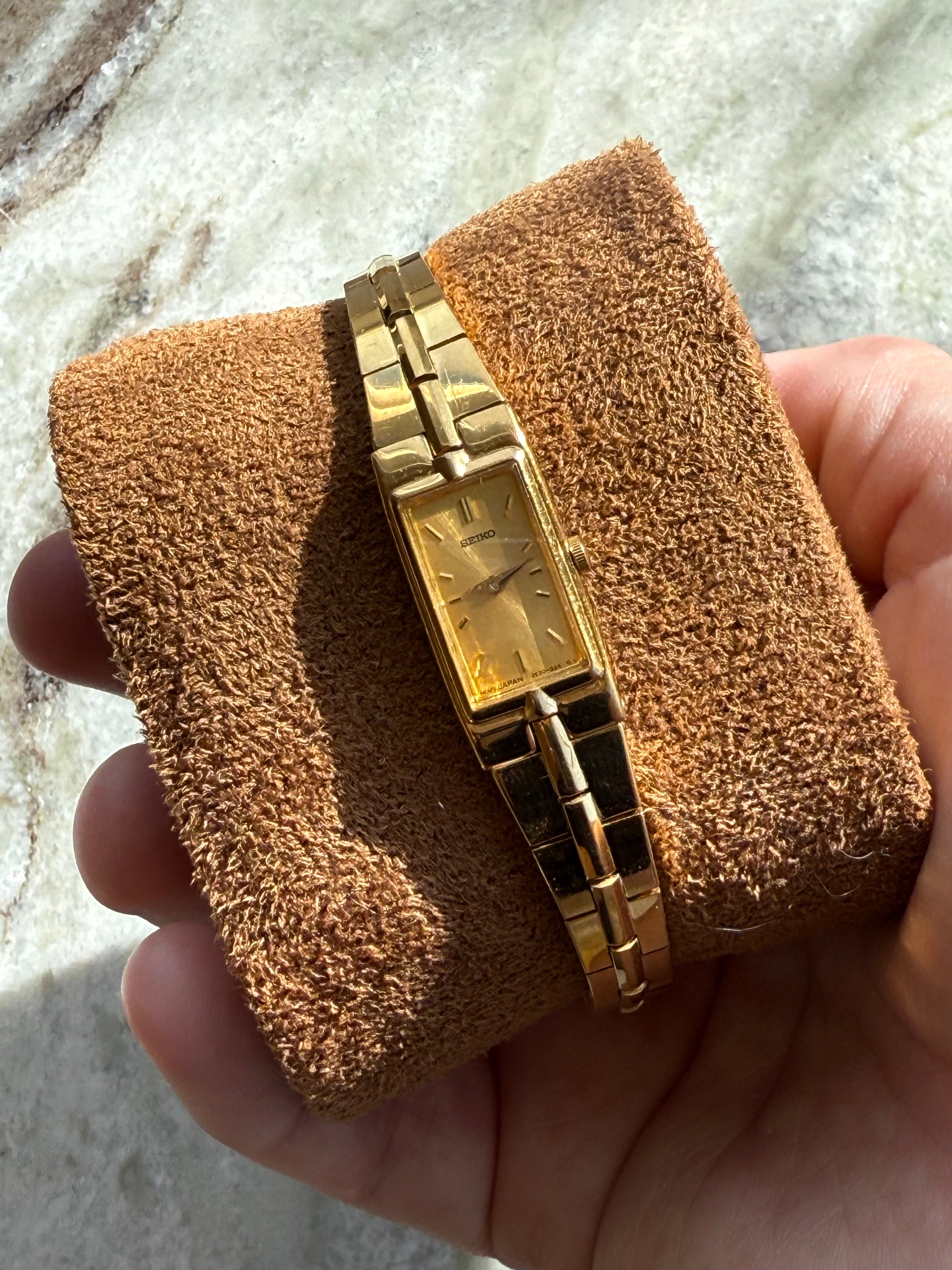1990 Seiko Quartz Gold Tone Tank Watch