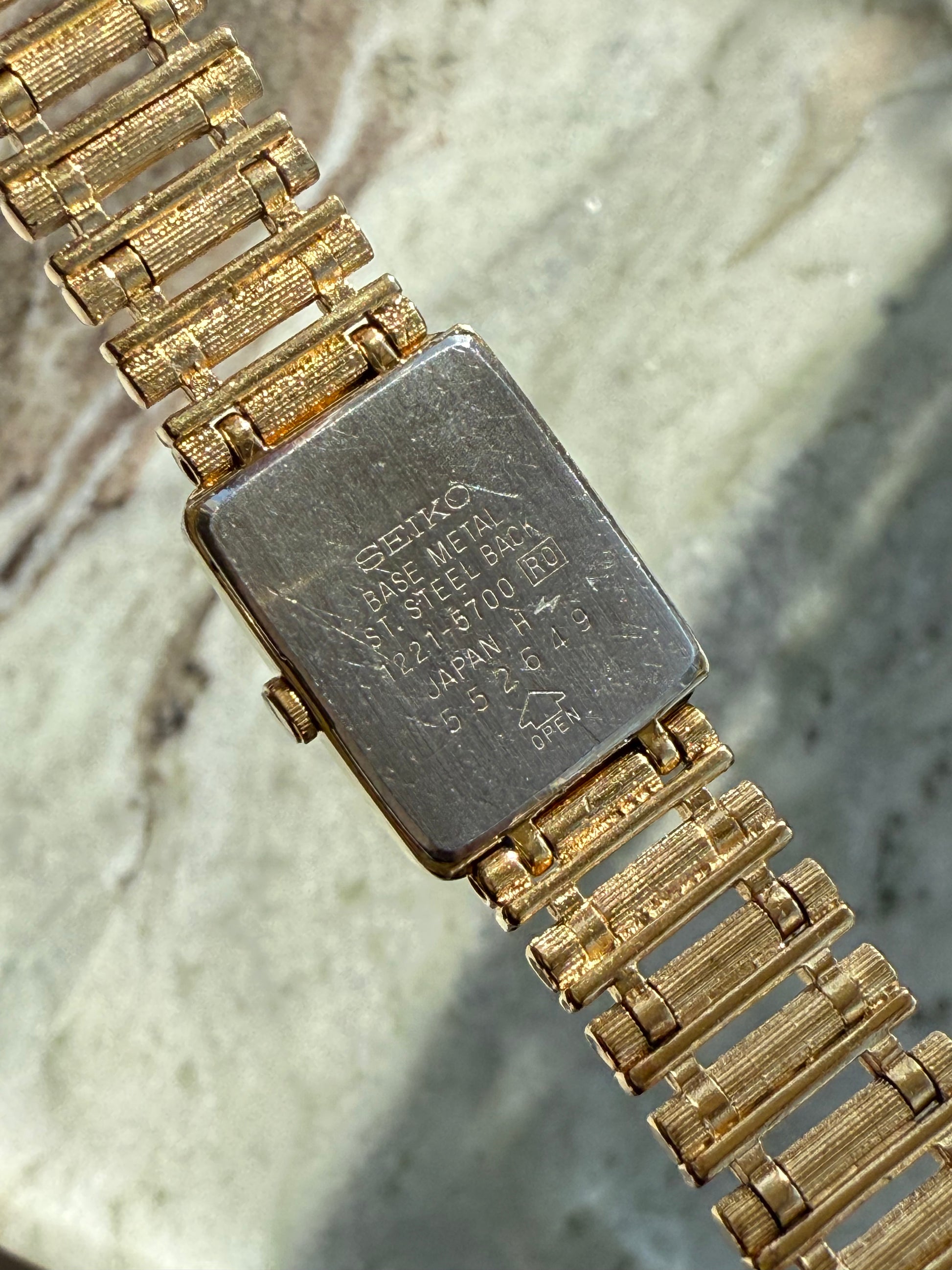 1985 Seiko Quartz Gold Tone”Bamboo”Tank Watch