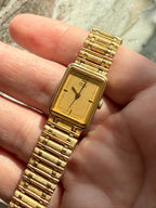 1985 Seiko Quartz Gold Tone”Bamboo”Tank Watch