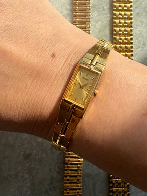1990 Seiko Quartz Gold Tone Tank Watch