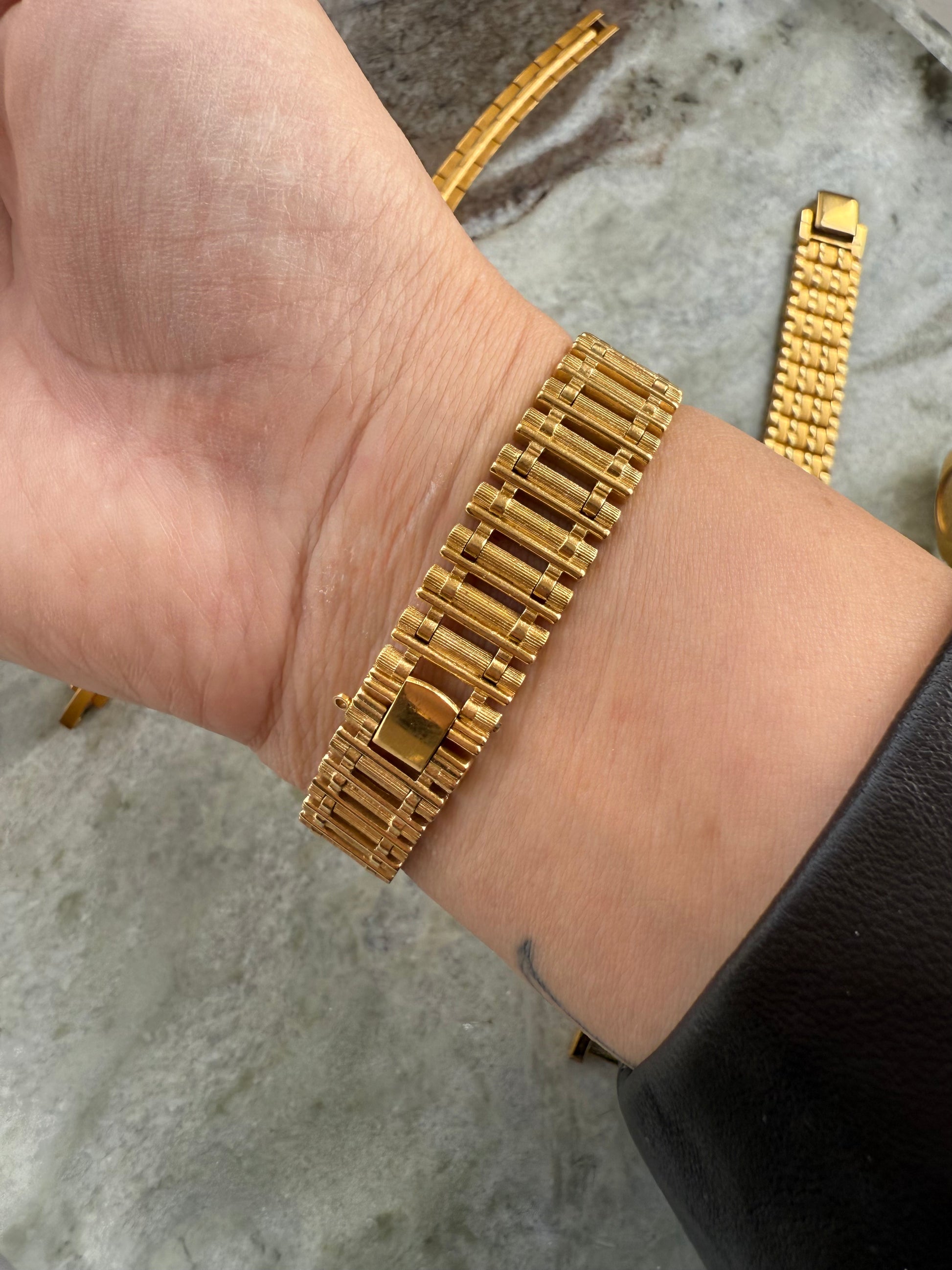 1985 Seiko Quartz Gold Tone”Bamboo”Tank Watch
