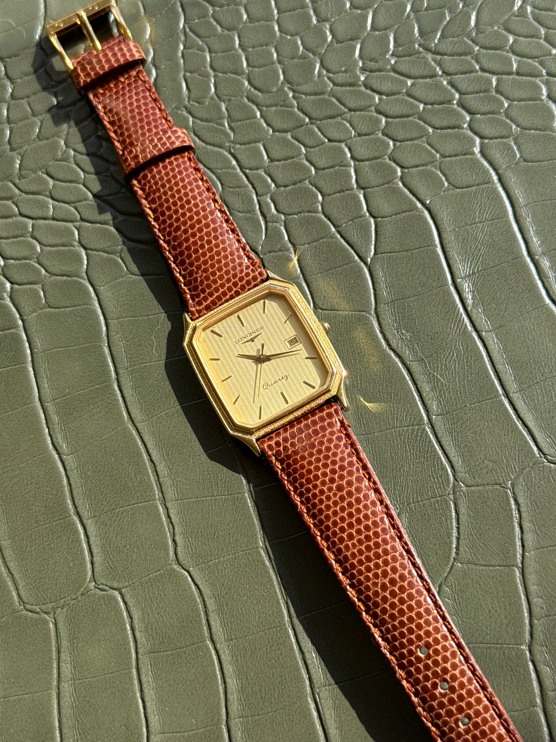 1980’s Longines Quartz Gold Plated Tank Watch