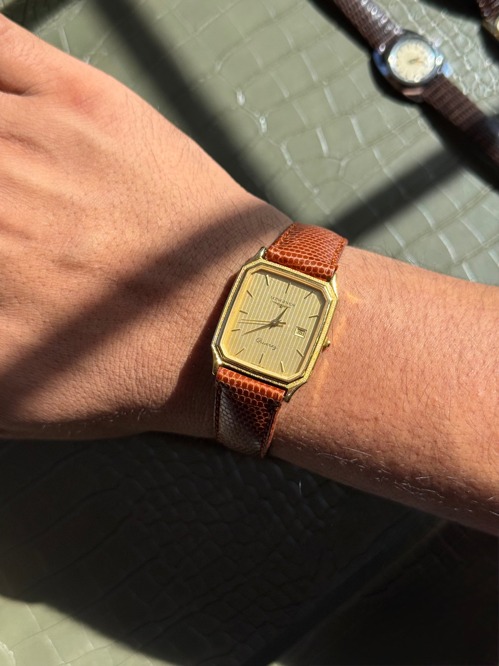 1980’s Longines Quartz Gold Plated Tank Watch