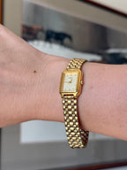 1993 Seiko Gold Tone Bracelet Tank Watch