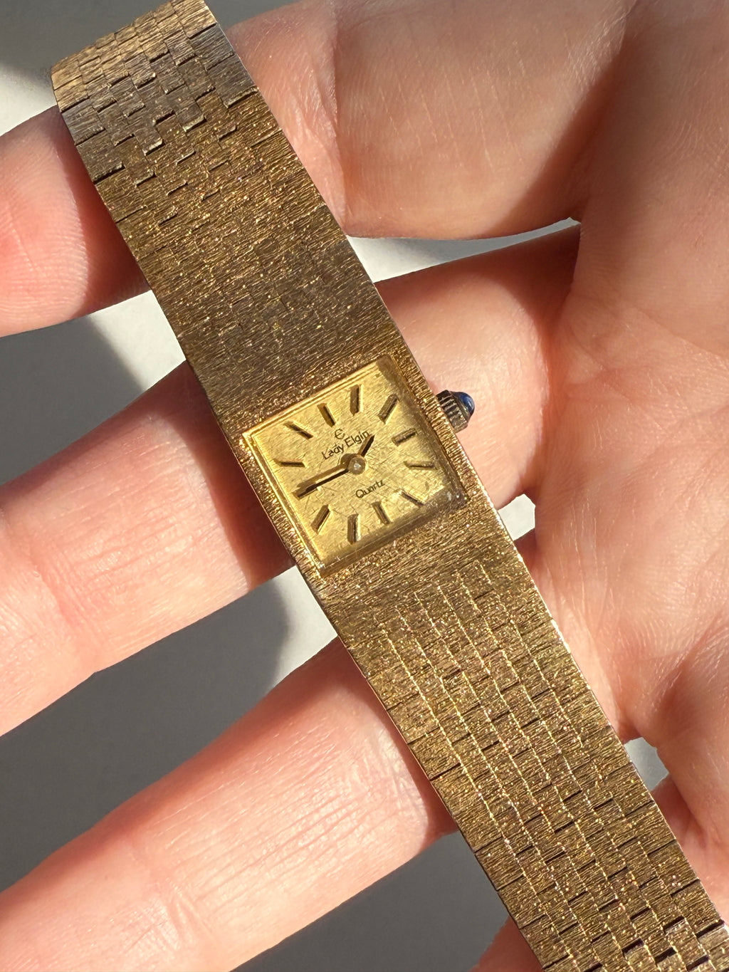 1970s Lady Elgin Quartz Gold Tone Watch