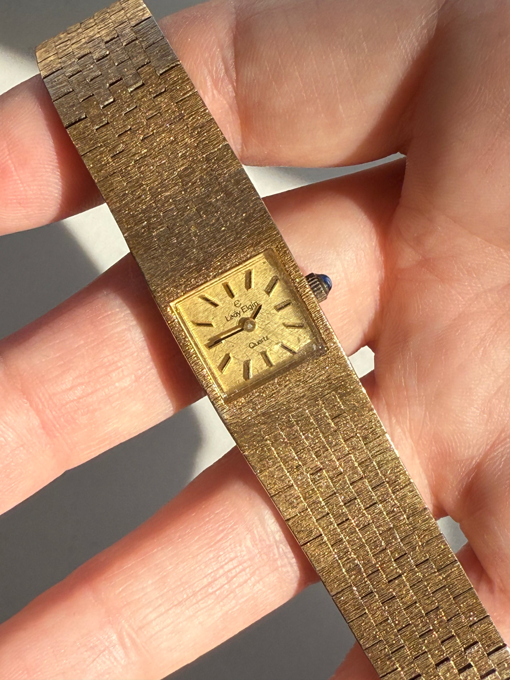 1970s Lady Elgin Quartz Gold Tone Watch