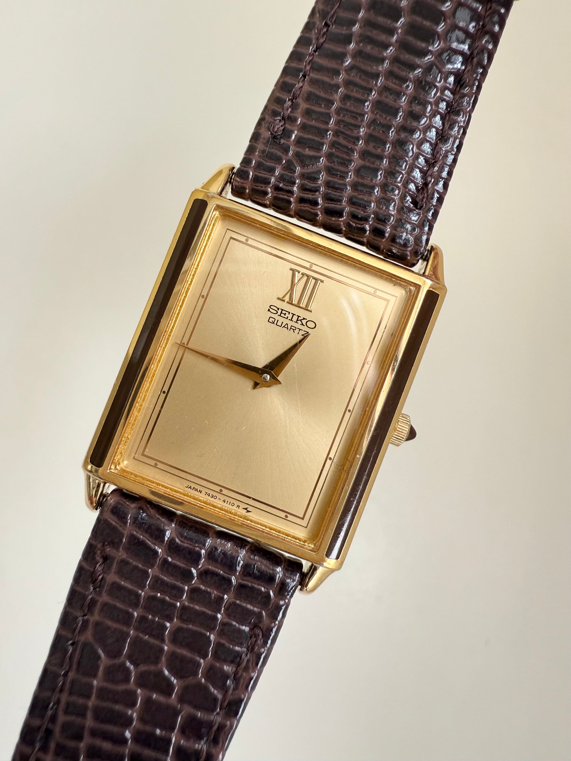 1985 Seiko Quartz Gold Tone Tank Watch