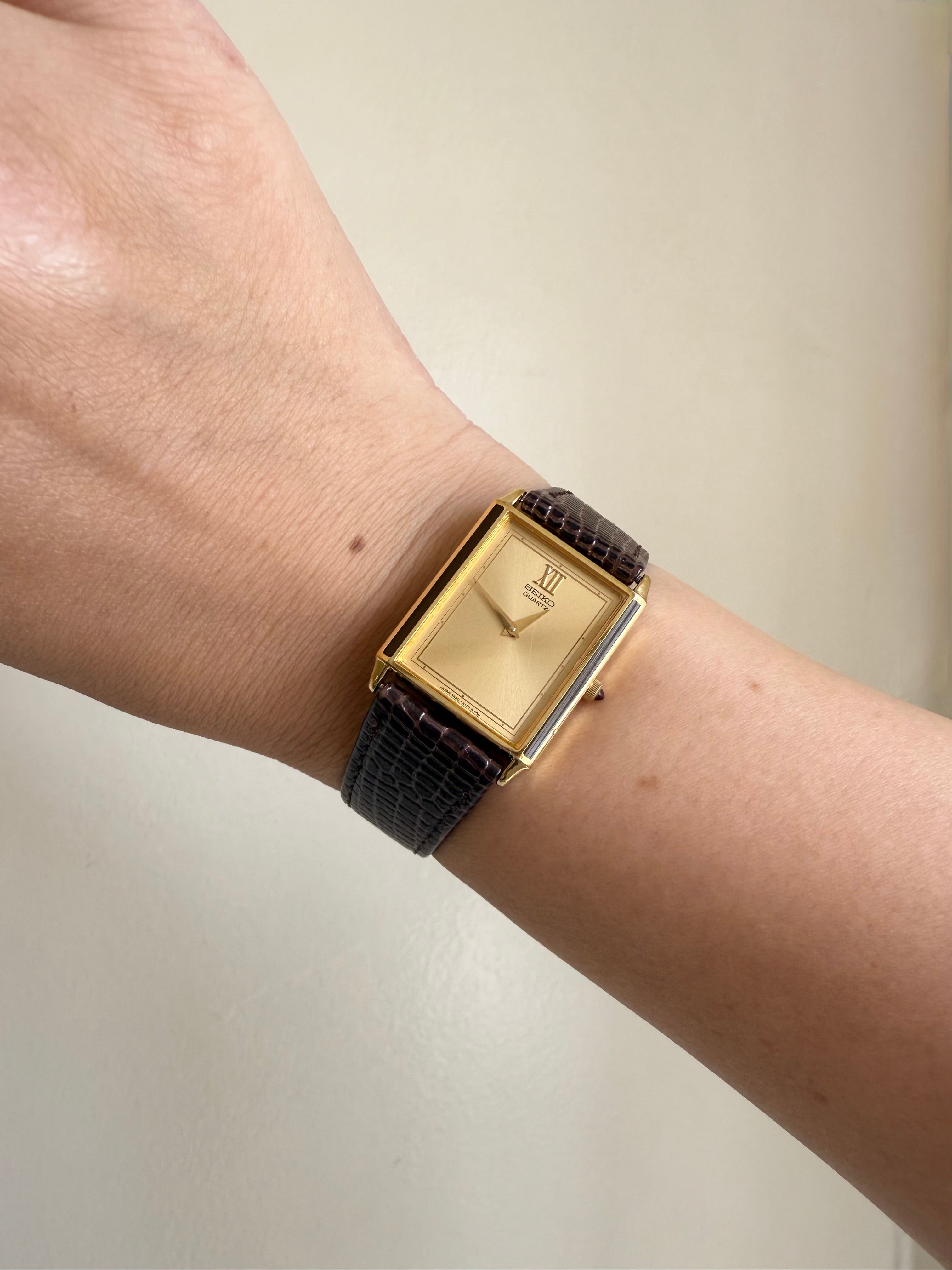 1985 Seiko Quartz Gold Tone Tank Watch