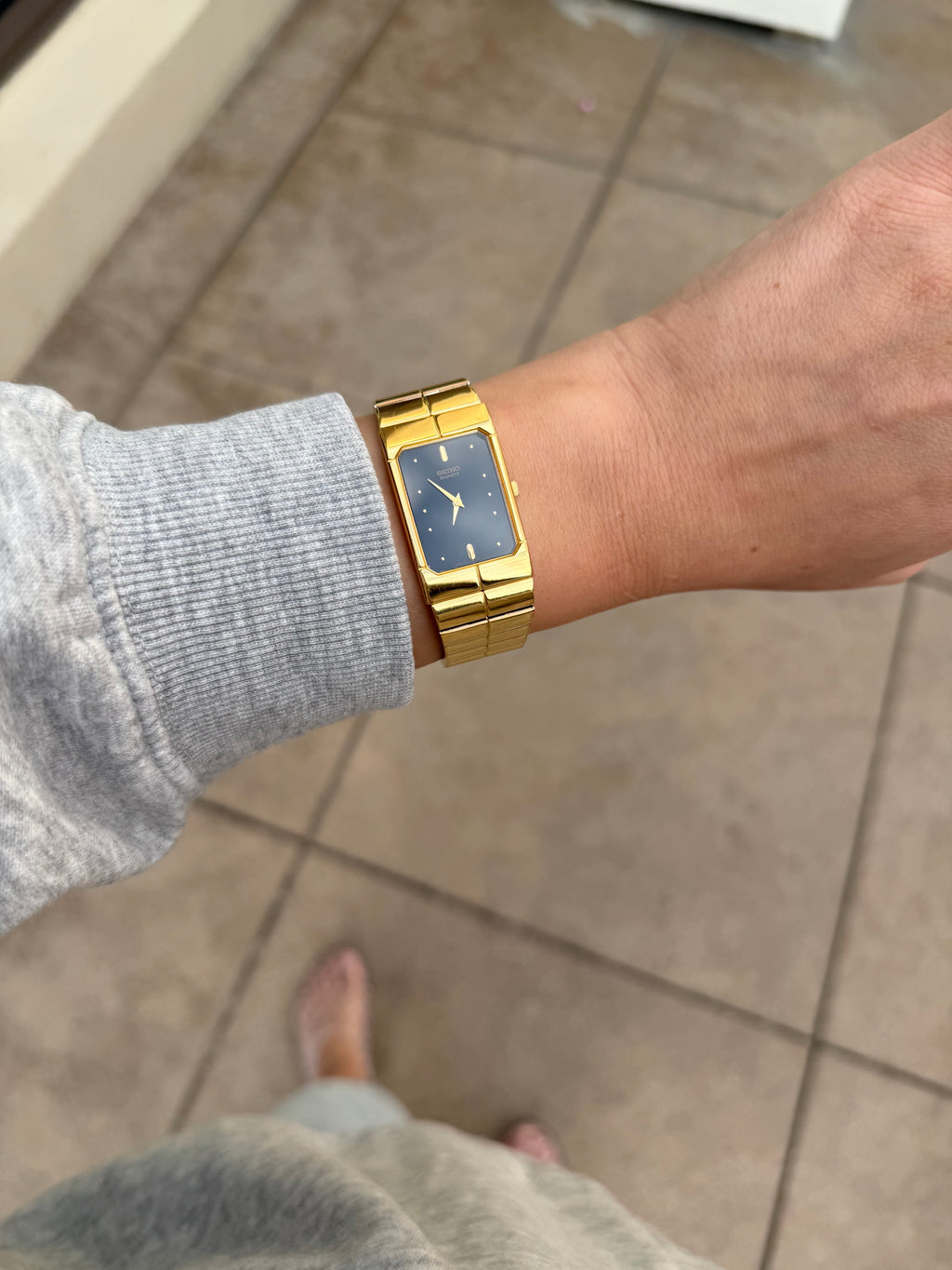 1989 Seiko Quartz Octagon Gold Tone Tank Watch