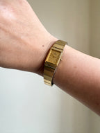 1982 Seiko Quartz Gold Tone Gold Dial Tank Watch