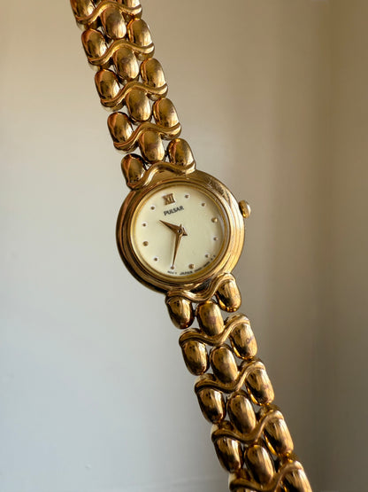 1987 Pulsar by Seiko Gold Tone Movt Japan Watch