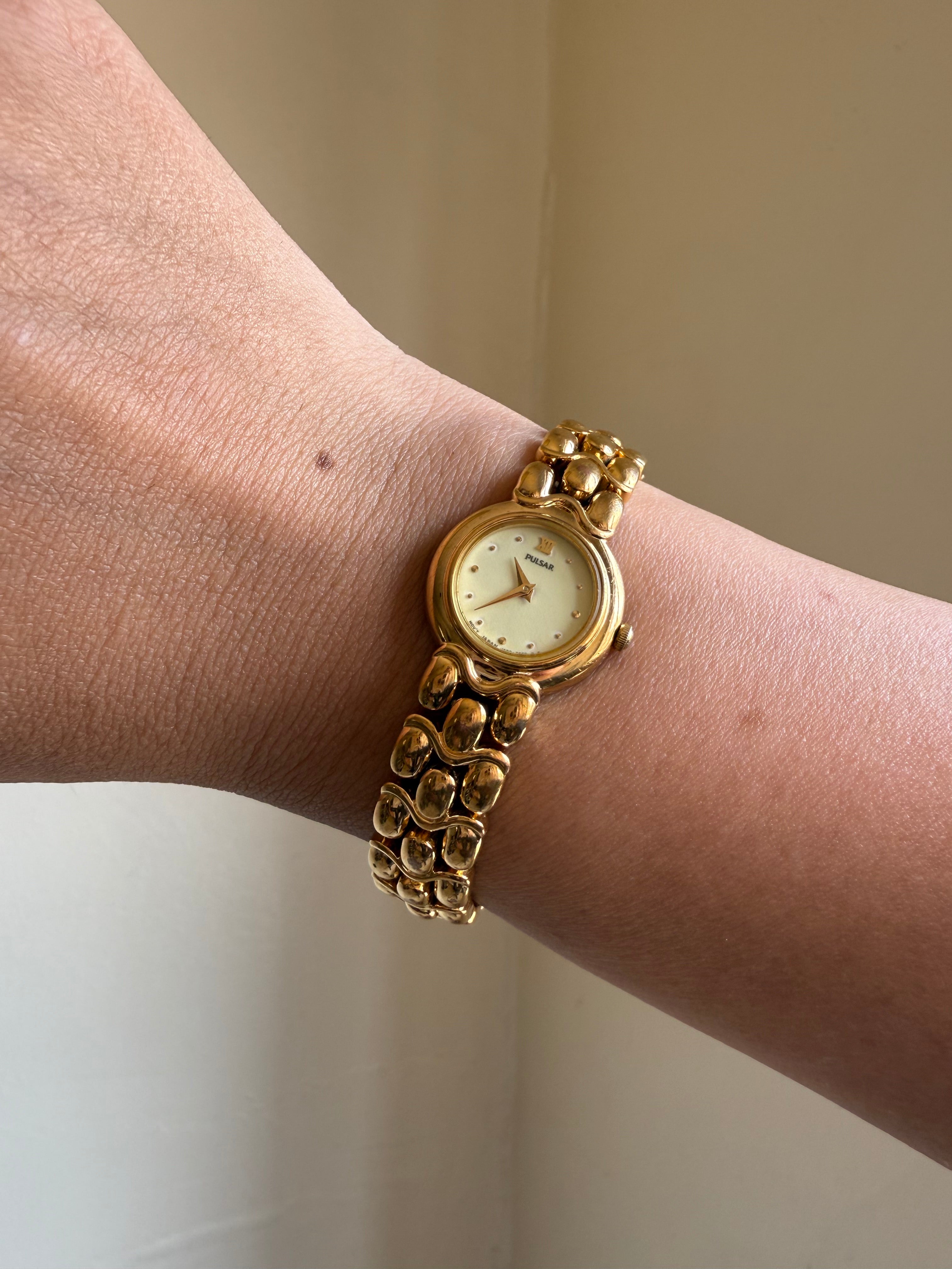 1987 Pulsar by Seiko Gold Tone Movt Japan Watch