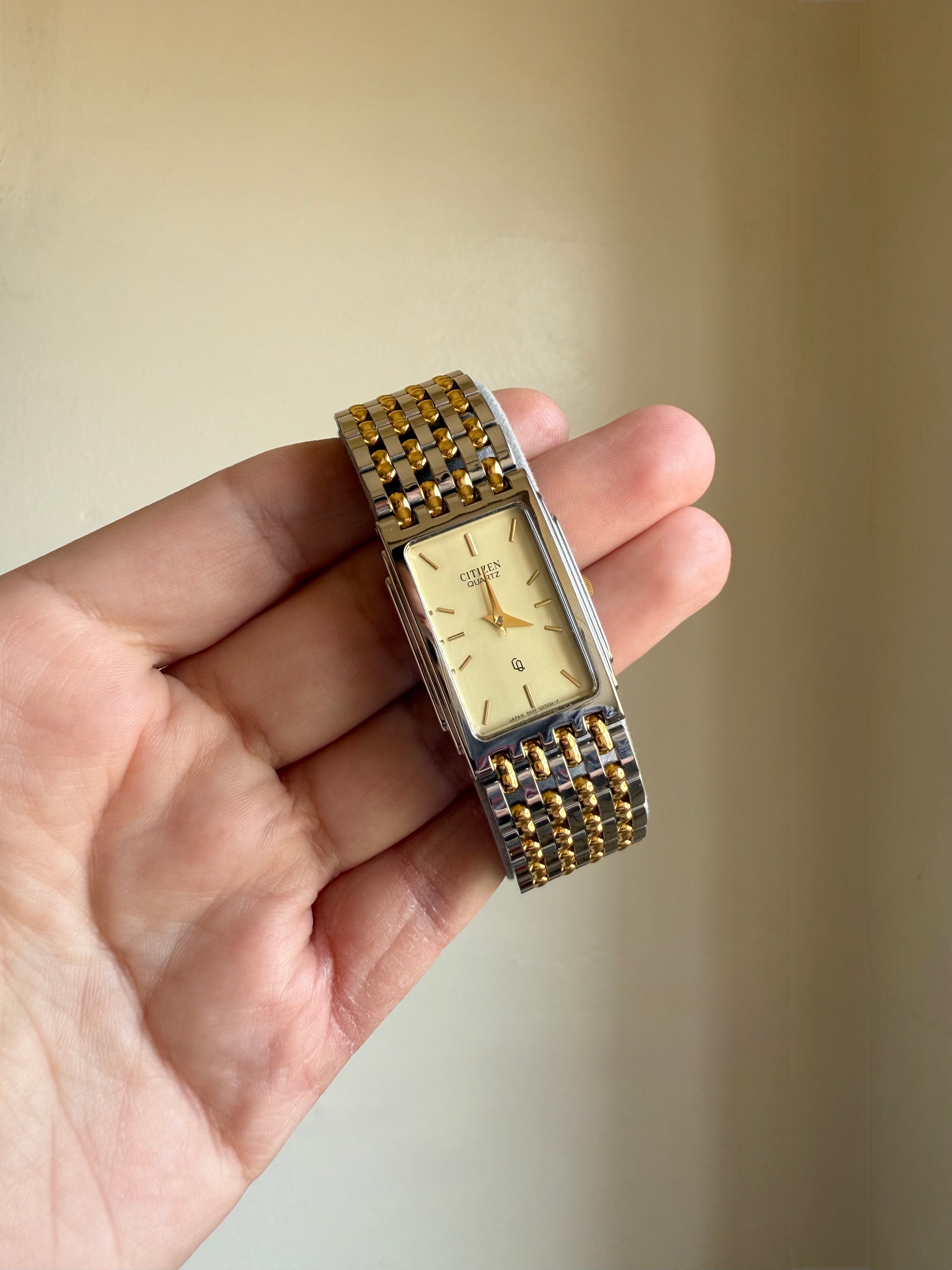 1980 Citizen CQ Two Tone Tank Watch
